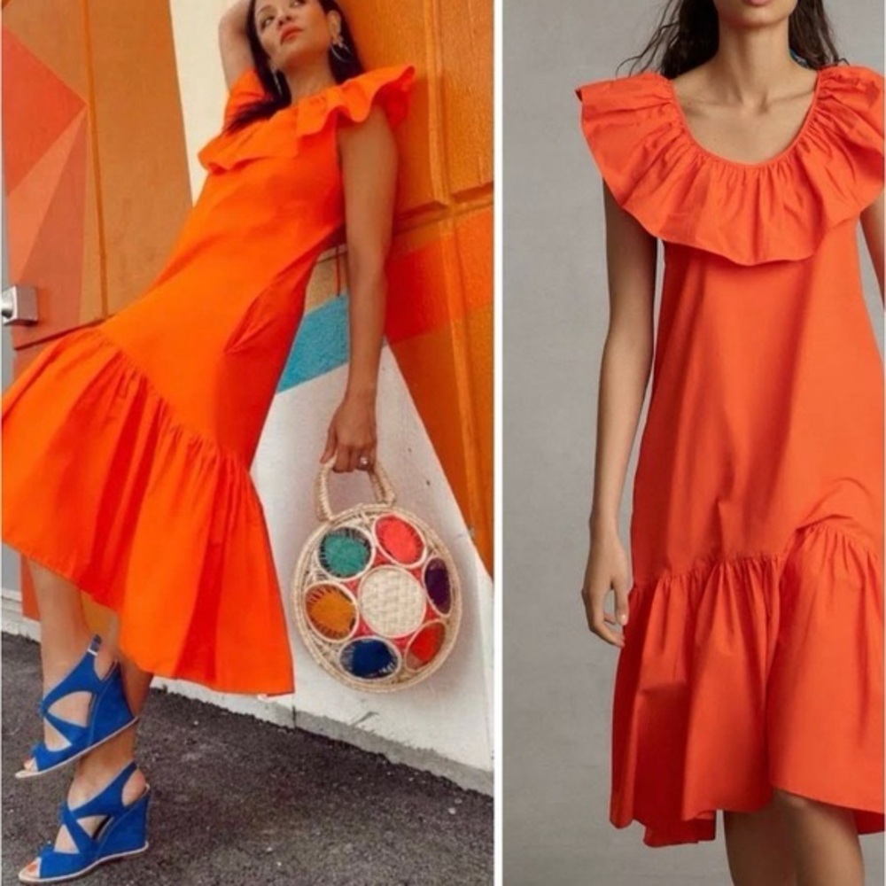 Orange Ruffled Dress size small nwot
